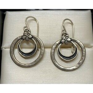 Shablool DIDAE Sterling Silver Dangle Earrings Israel 925 Hammered Oxidized